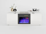 TV Cabinet, TV Unit With Fireplace, Have Heat And Flame Color Changes - White - Furniture Home Direct