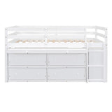 Loft Bed With Retractable Writing Desk And 4 Drawers, With Lateral Portable Desk And Shelves - Furniture Home Direct