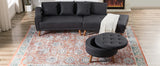 107 Inch Black Sectional With Round Storage Ottoman - Furniture Home Direct