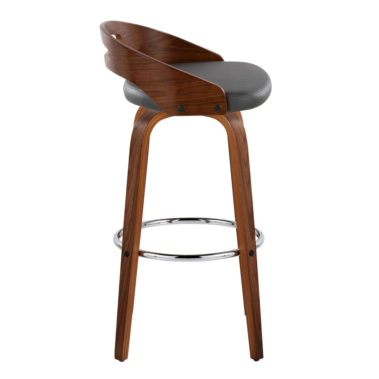 Cassis - Contemporary Fixed Height Barstool With Swivel With Round Footrest (Set of 2) - Furniture Home Direct
