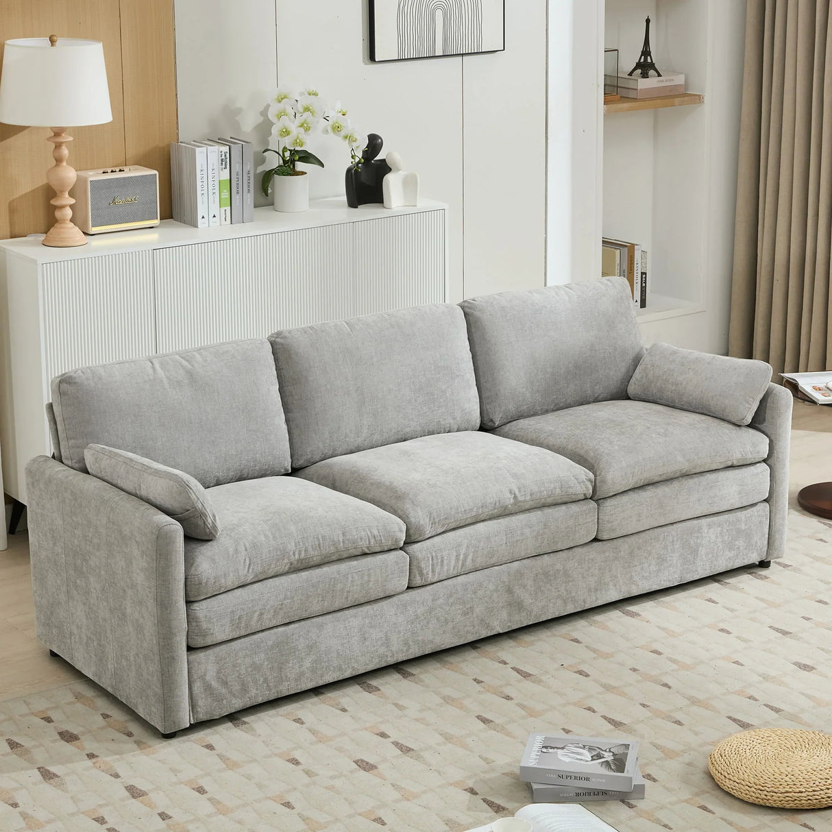 Cozy Upholstered 3 Seater Sofa Plush Cushion For Living Room - Furniture Home Direct