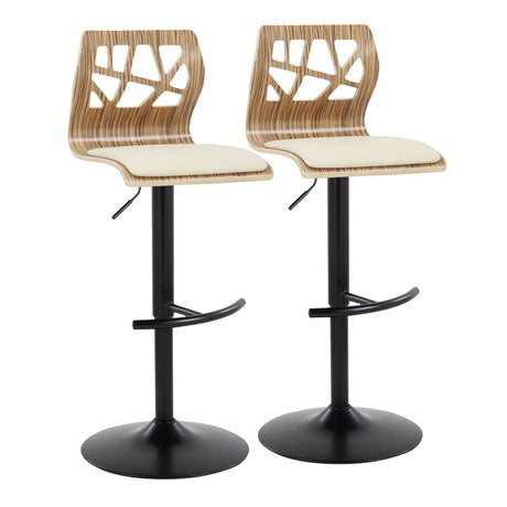 Folia - Mid Century Modern Adjustable Barstool With Swivel With Rounded T Footrest (Set of 2) - Furniture Home Direct