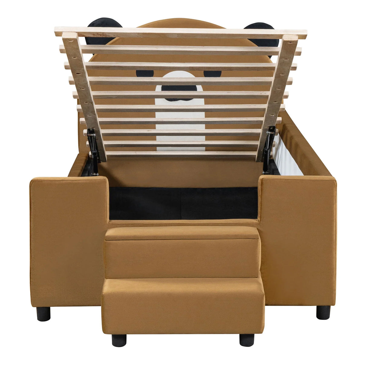 Upholstered Daybed With Bear Shaped Headboard, Hydraulic System And Breathable Mesh Fence - Furniture Home Direct