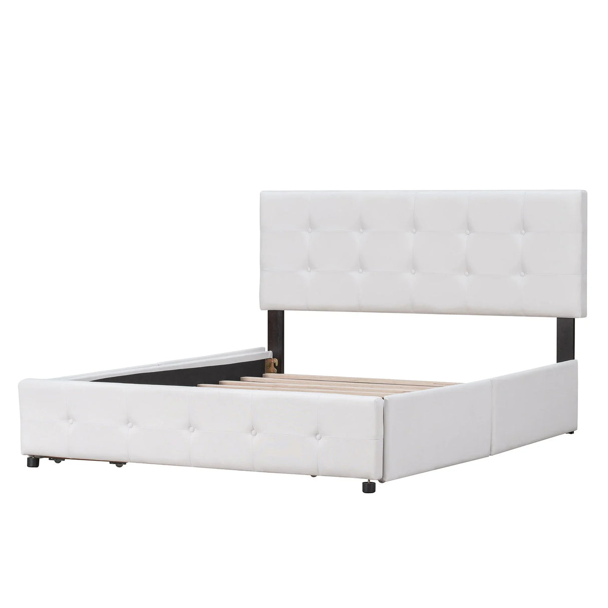 Upholstered Platform Bed With Classic Headboard And Drawers, No Box Spring Needed - Furniture Home Direct