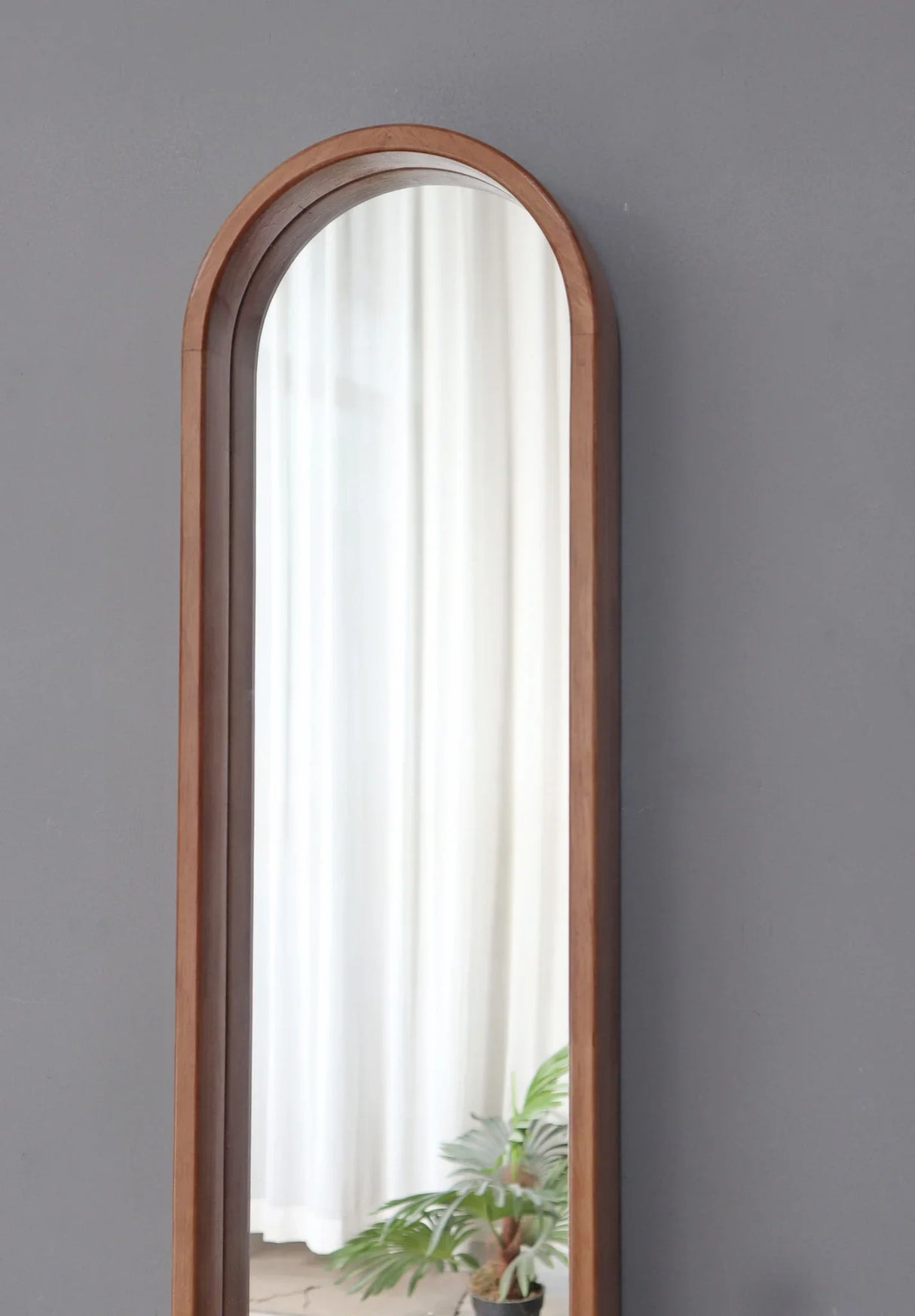 Decorative Rubber Frame Mirror With Elongated Oval Frame - Brown - Furniture Home Direct