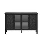 Retro TV Stand With 3 Spacious Cabinets, Glass Cabinet Doors And Anti-Tip Device - Furniture Home Direct