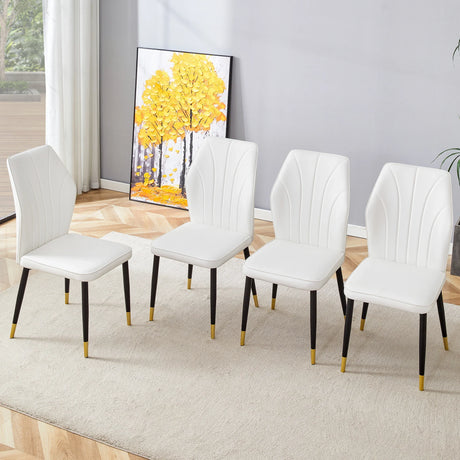 Dining Chairs Set of 4 Modern PU Upholstered Sleek White - Furniture Home Direct