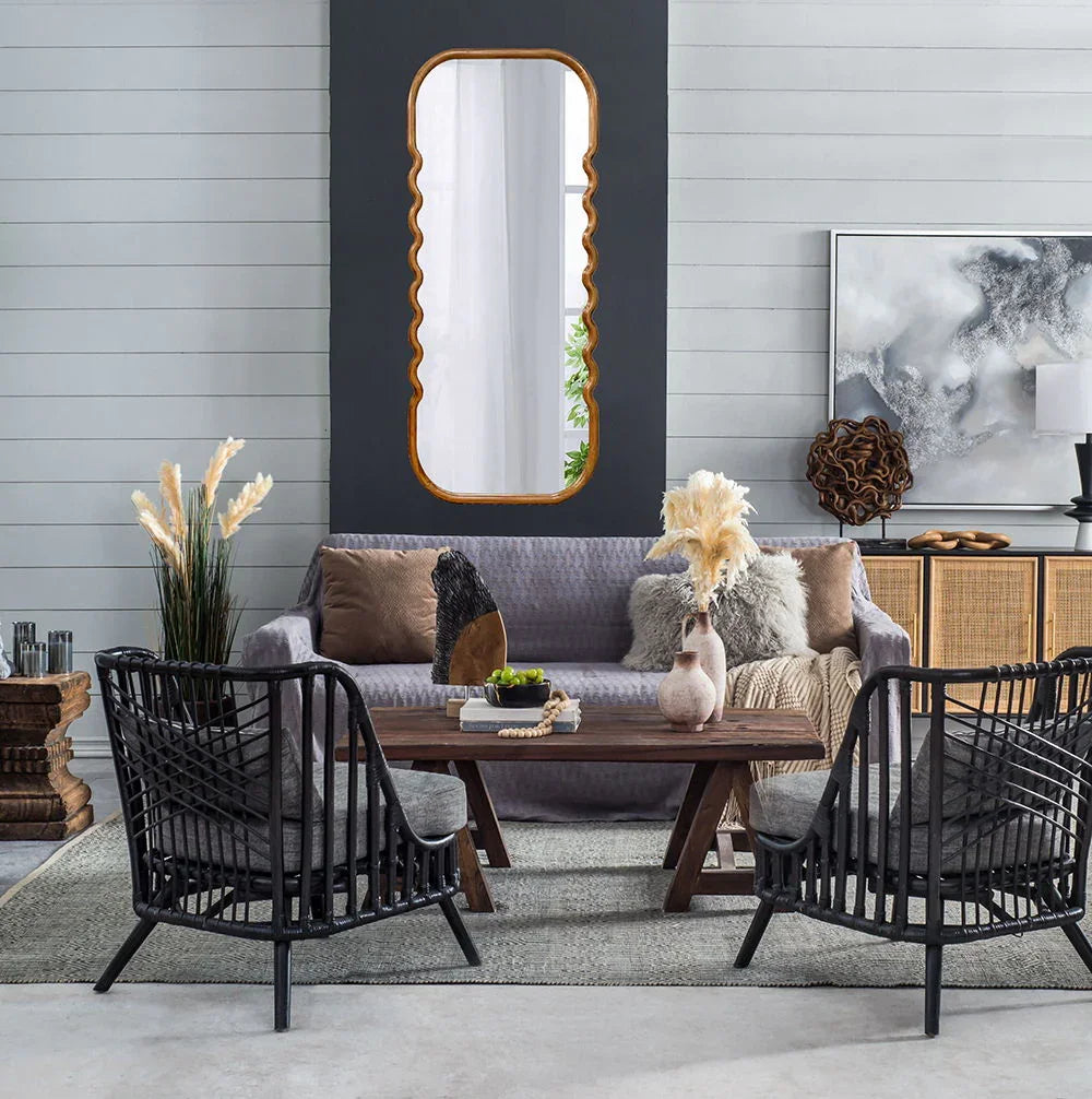 Oversized Wooden Floor Mirror With Unique Frame - Brown - Furniture Home Direct