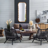 Oversized Wooden Floor Mirror With Unique Frame - Brown - Furniture Home Direct