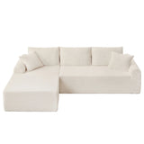Modular Corduroy Sectional With Arched Armrests, Includes 3 Back Cushions & 2 Throw Pillows - Furniture Home Direct