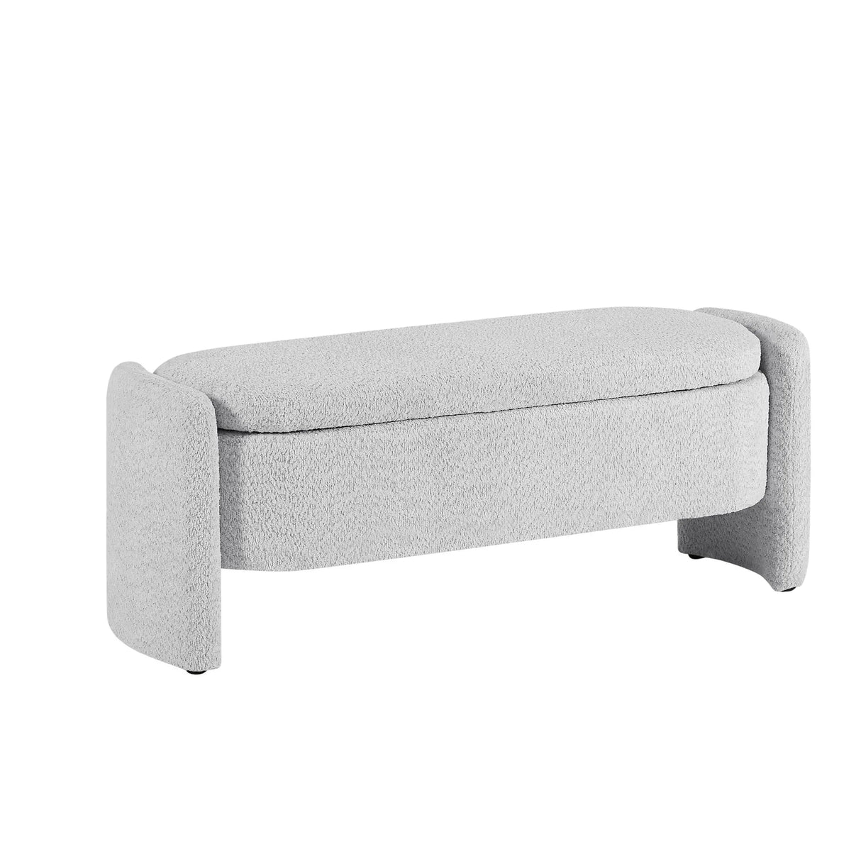 Ottoman Oval Storage Bench, 3D Lamb Fleece Bench With Large Storage Space For The Living Room, Entryway And Bedroom - Furniture Home Direct