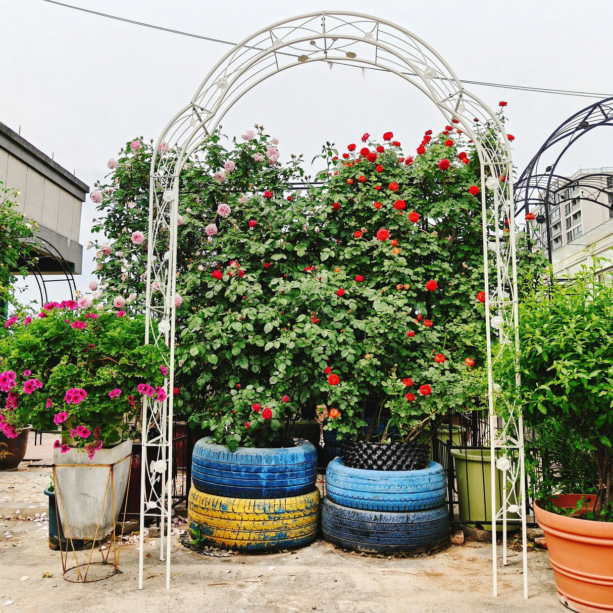 Metal Garden Arch Assemble Freely With 8 Styles Garden Arbor Trellis Climbing Plants Support Rose Arch - Furniture Home Direct