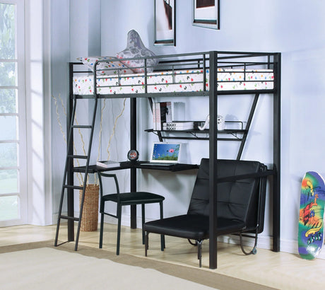 Senon - Twin Loft Bed With Desk - Black / Silver - Furniture Home Direct
