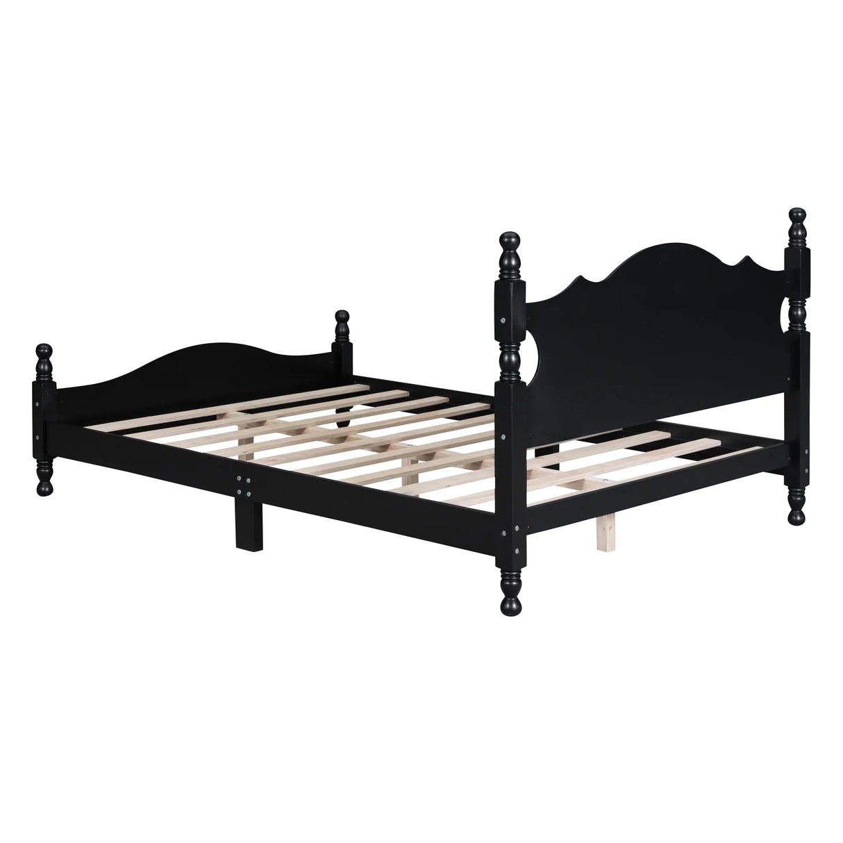 Platform Bed Full Size Wood Frame With Slat Support Black - Furniture Home Direct