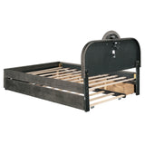 Platform Bed Upholstered With Storage Drawers Trundle Gray - Furniture Home Direct