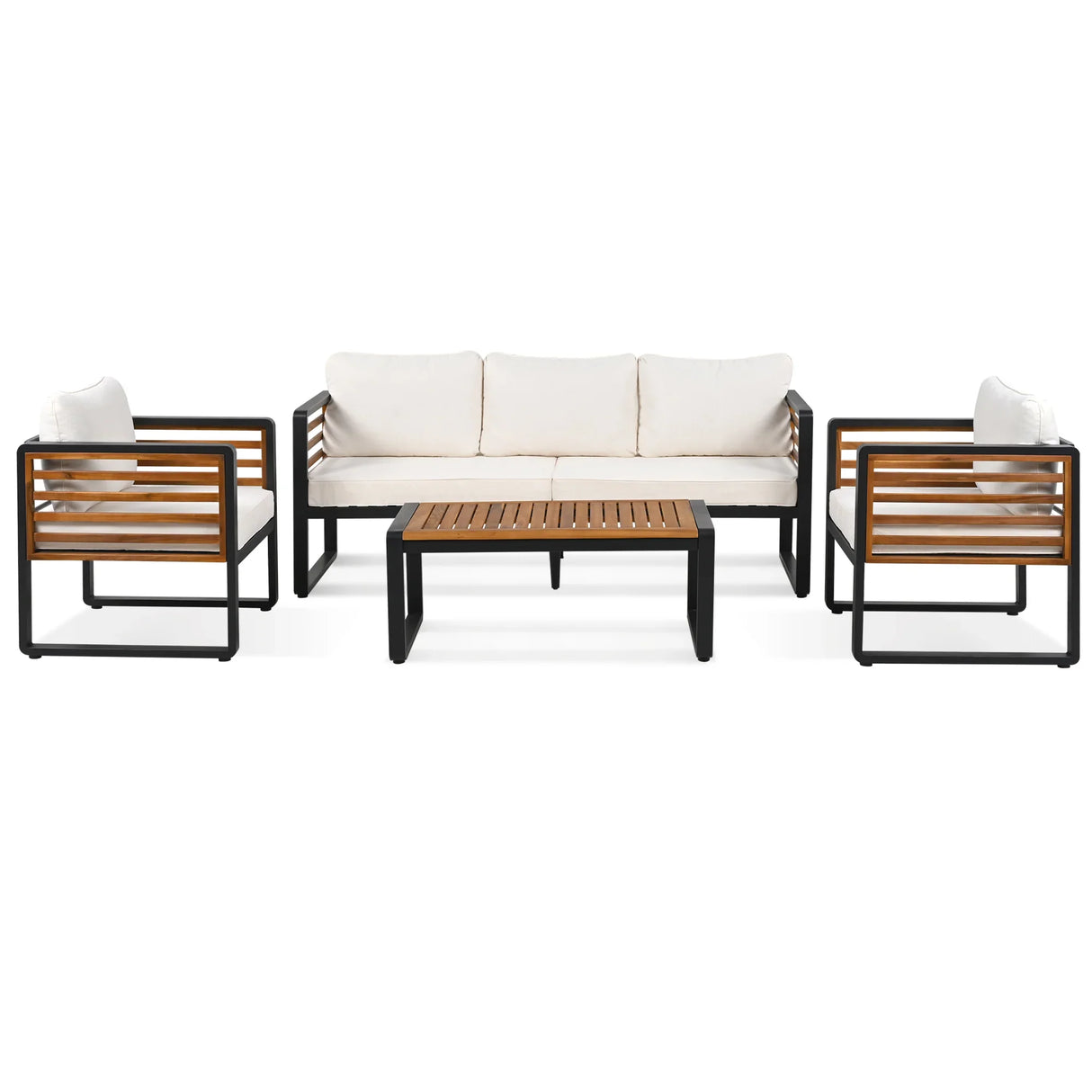 4 Piece Outdoor Conversation Set - Beige - Furniture Home Direct