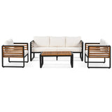 4 Piece Outdoor Conversation Set - Beige - Furniture Home Direct