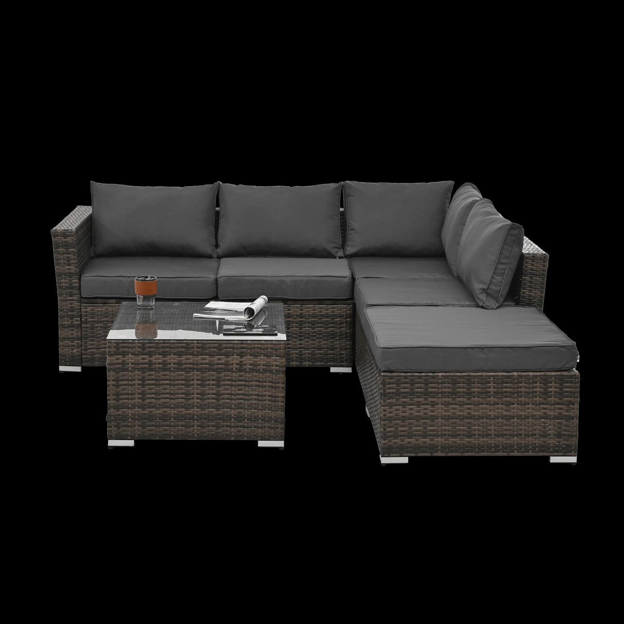5 Piece Wicker Patio Sectional Set - Gray - Furniture Home Direct