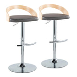 Grotto - Contemporary Adjustable Barstool, Swivel With Rounded T Footrest (Set of 2) - Furniture Home Direct
