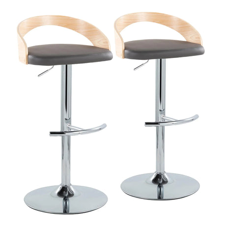 Grotto - Contemporary Adjustable Barstool, Swivel With Rounded T Footrest (Set of 2) - Furniture Home Direct
