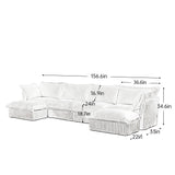 Sectional Sofa Corduroy U Shaped Plush Upholstered Cream - Furniture Home Direct
