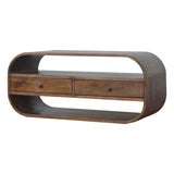 Curved Edge Media Unit With 2 Drawers - Chestnut - Furniture Home Direct