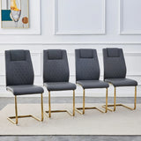 Modern Legged Upholstered Dining Chairs (Set of 4) Artificial For Kitchen And Office - Gray - Furniture Home Direct