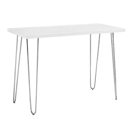 Mid-Century Modern Hairpin Leg Computer Desk - White - Furniture Home Direct