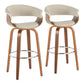 Vintage Mod - Mid Century Modern Fixed Height Barstool With Swivel With Round Footrest (Set of 2) - Furniture Home Direct