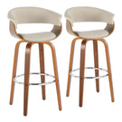 Vintage Mod - Mid Century Modern Fixed Height Barstool With Swivel With Round Footrest (Set of 2) - Furniture Home Direct