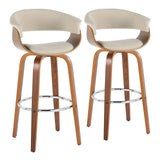 Vintage Mod - Mid Century Modern Fixed Height Barstool With Swivel With Round Footrest (Set of 2) - Furniture Home Direct