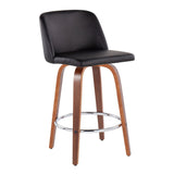 Toriano - Mid-Century Modern Fixed Height Counter Stool With Round Footrest (Set of 2) - Furniture Home Direct