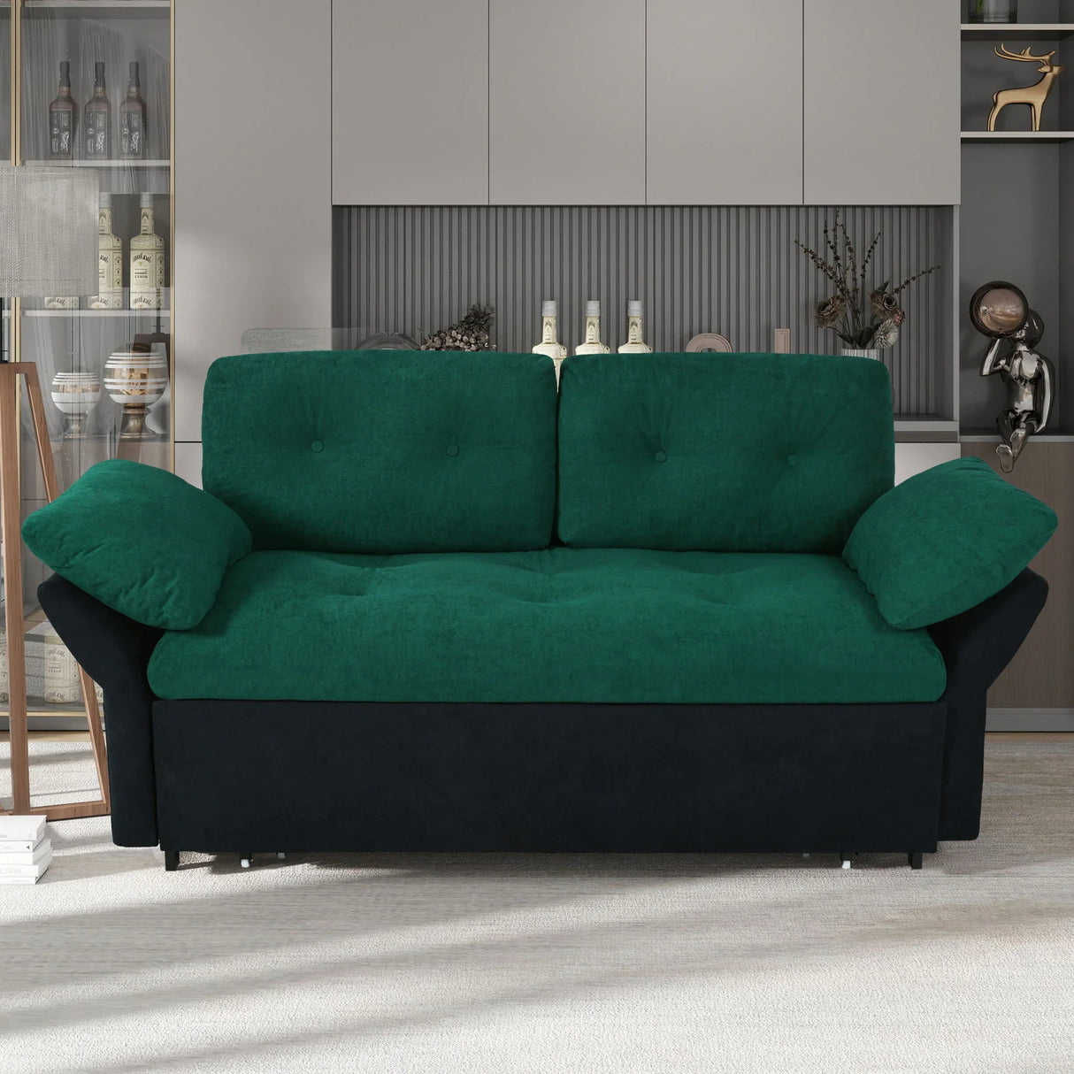 Modern Convertible Sleeper Sofa Bed With Pull-Out Queen Design, Side Storage & Thick Cushions - Furniture Home Direct