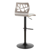 Folia - Mid Century Modern Adjustable Barstool With Swivel With Straight T Footrest (Set of 3) - Furniture Home Direct