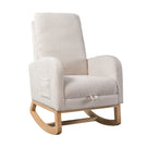 High Back Glider Rocking Chair With Retractable Footrest And Rubber Wood Legs - Furniture Home Direct
