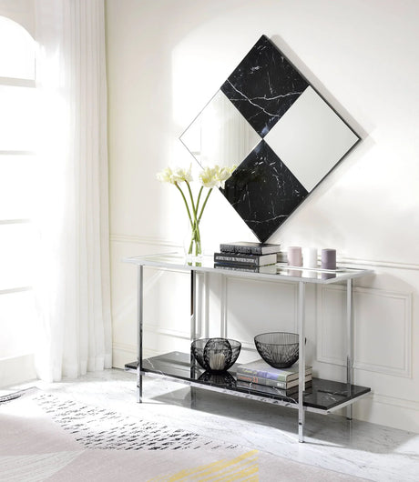 Angwin - Mirrored Faux Marble Console Table - Multi - Furniture Home Direct
