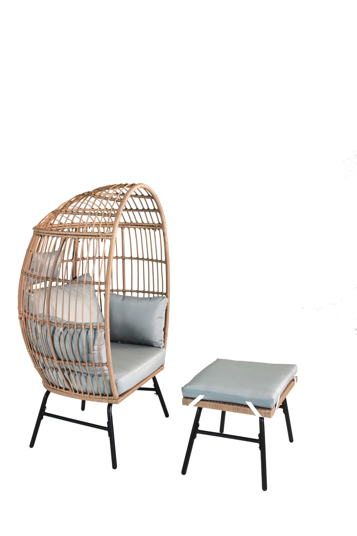 Outdoor Wicker Egg Chair And Footstool - Furniture Home Direct