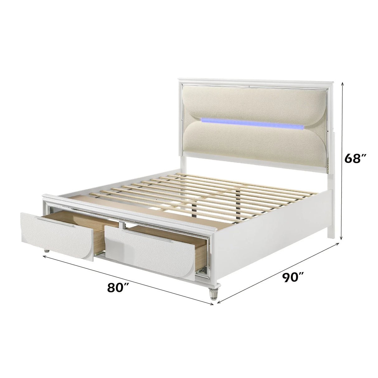 Tarian - Boucle With LED & Storage - Furniture Home Direct
