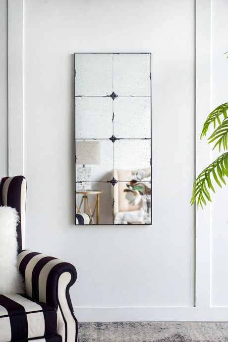 Traditional Decor Style Antique Glass Panel Mirror, Wall Mirror For Bathroom Entryway Console Lean Against Wall - Furniture Home Direct