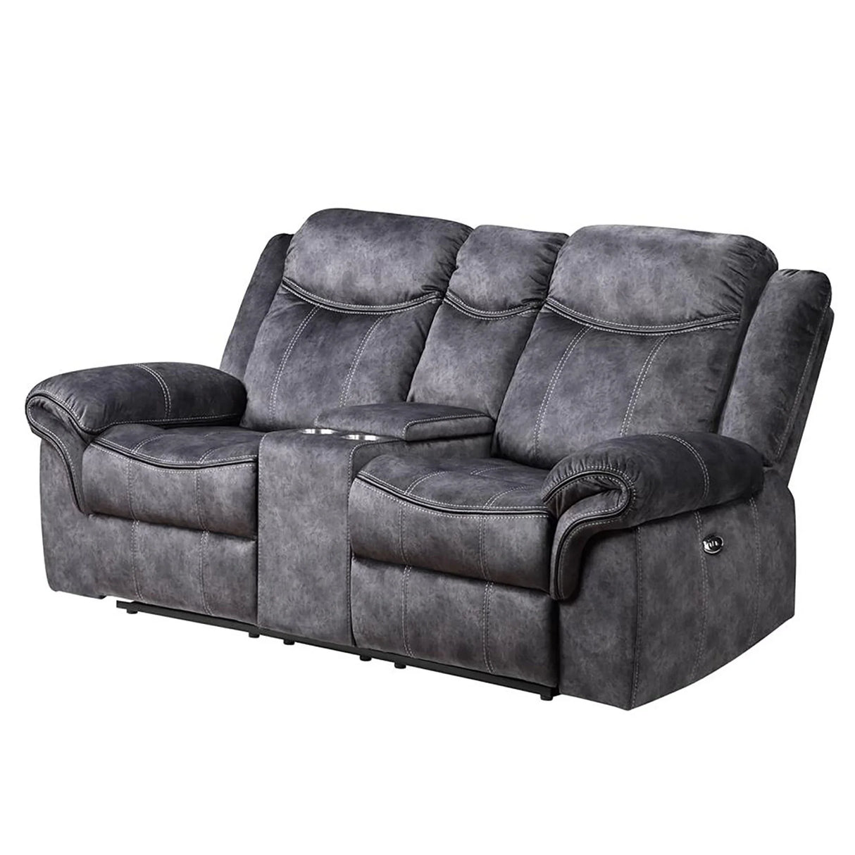 Jimny - Domino Power Console Reclining Loveseats With Power Switch - Furniture Home Direct
