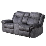 Jimny - Domino Power Console Reclining Loveseats With Power Switch - Furniture Home Direct