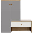 Modern Multi Functional Shoe Storage Bench & Cabinets With Adjustable Shelves - Gray / Natural Wood / White - Furniture Home Direct