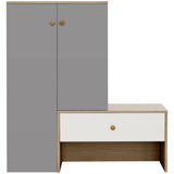 Modern Multi Functional Shoe Storage Bench & Cabinets With Adjustable Shelves - Gray / Natural Wood / White - Furniture Home Direct