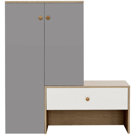 Modern Multi Functional Shoe Storage Bench & Cabinets With Adjustable Shelves - Gray / Natural Wood / White - Furniture Home Direct
