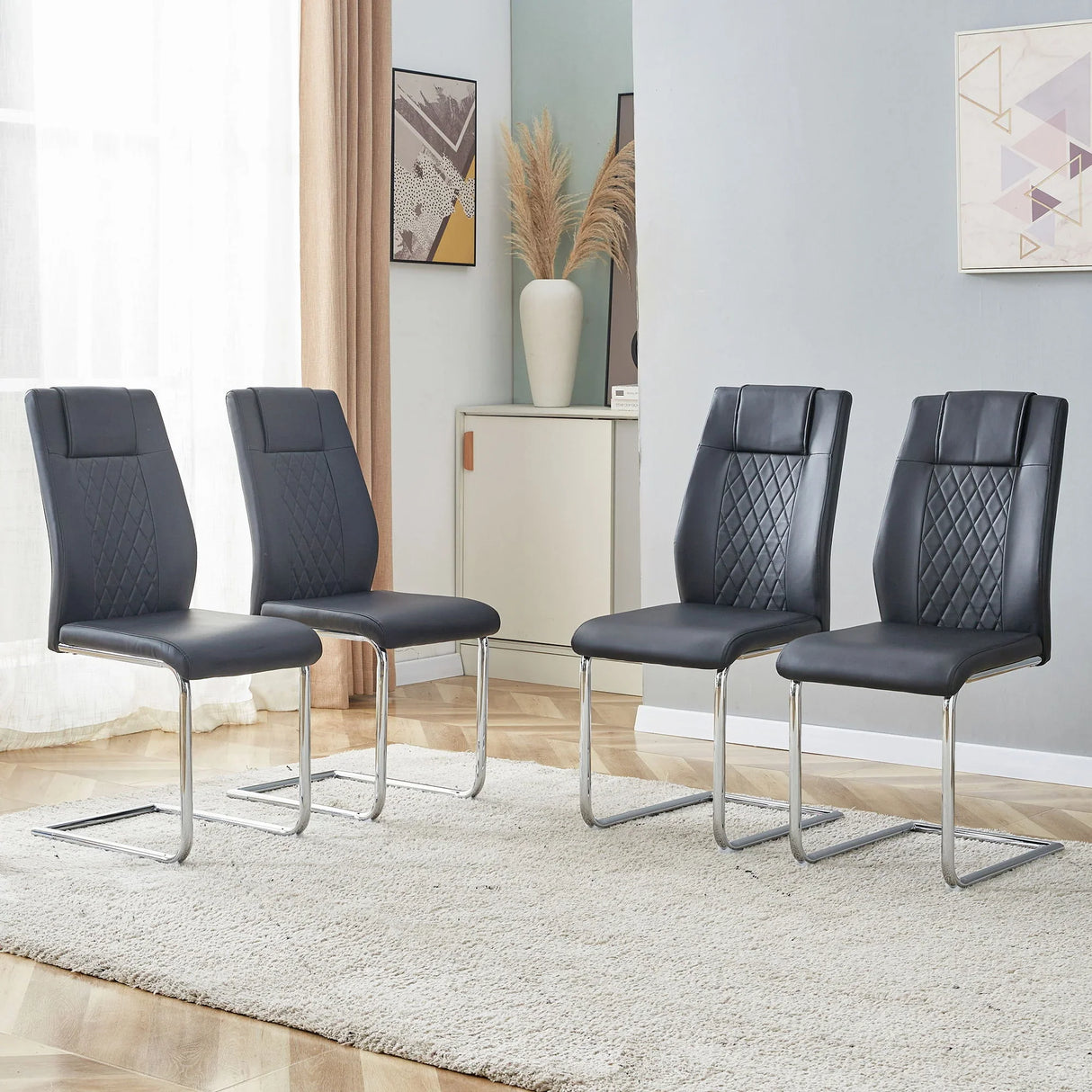 Modern Dining Chairs With Padded Seat, Metal Legs - Furniture Home Direct