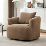 360° Swivel Barrel Sofa Chair With Throw Pillow, Chenille Upholstered Accent Chair - Furniture Home Direct