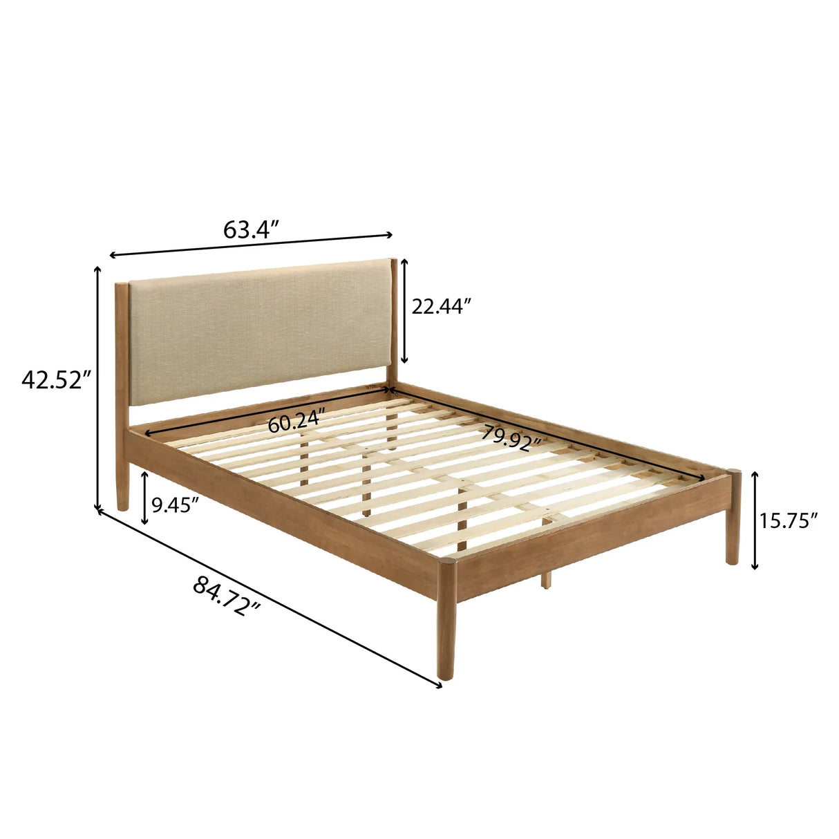Bedroom Set 5 Piece Contemporary Solid Rubberwood Walnut - Furniture Home Direct