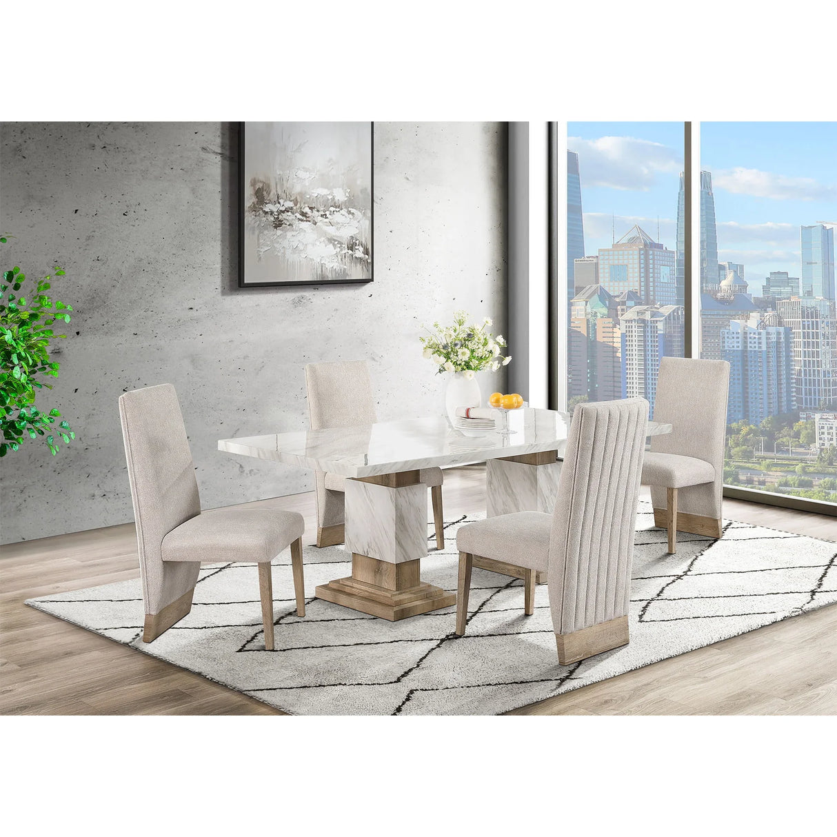 Stacey - Dining Table Set & 4 Chairs - Furniture Home Direct