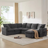 Modern U-Shape Modular Sofa, 7 Seat Chenille Sectional Couch Set With 2 Pillows Included, Freely Combinable Indoor Funiture For Living Room, Apartment, Office - Furniture Home Direct