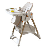 Adjustable Baby High Chair 0-6 Years, Portable Infant Feeding Seat With Safety Belt, Silent Lockable Wheels - Furniture Home Direct